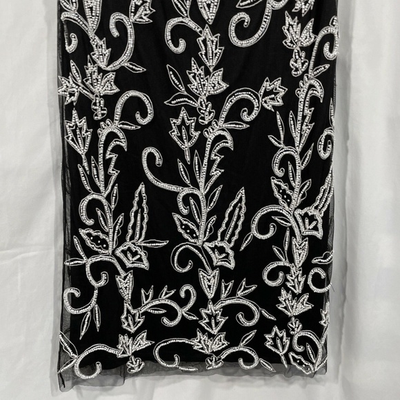 NEW‎ $348 JS COLLECTIONS [ 4 ] Beaded Midi Cocktail Dress in Black/White - Picture 9 of 12